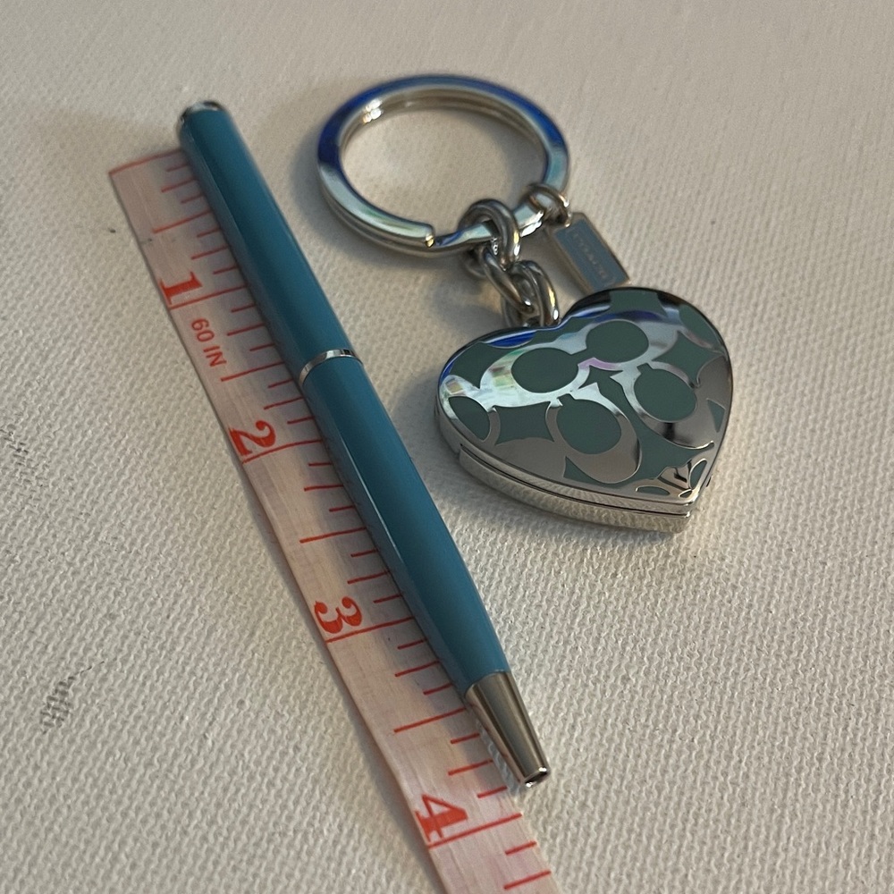 Coach Teal Signature Heart Keychain - Picture 7 of 9